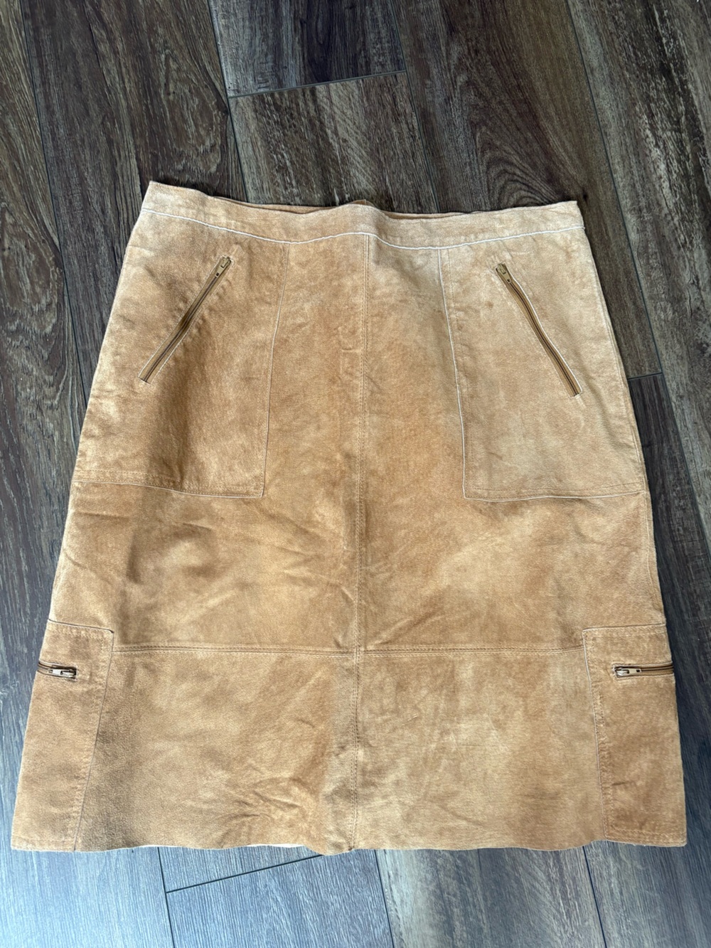 Chico's leather suede tan skirt